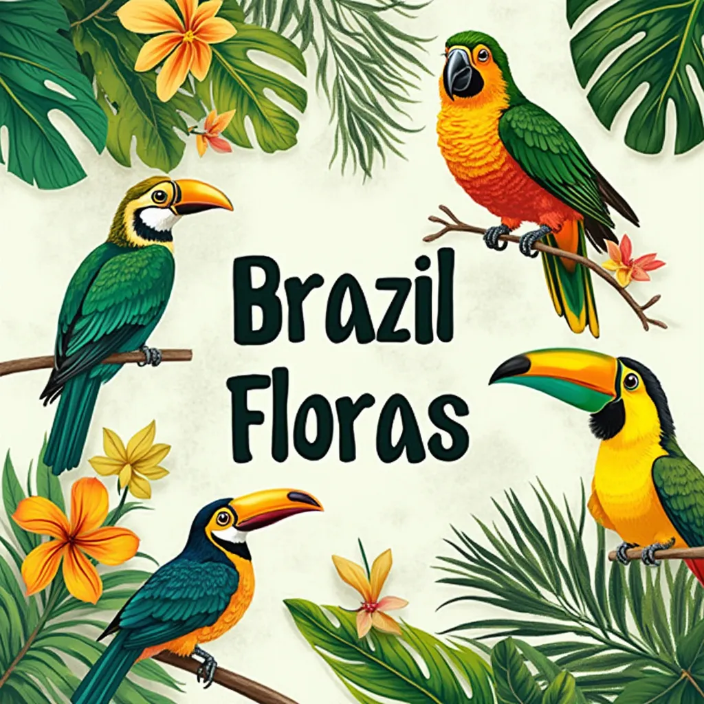 Design gráfico inspirado na flora e fauna brasileira