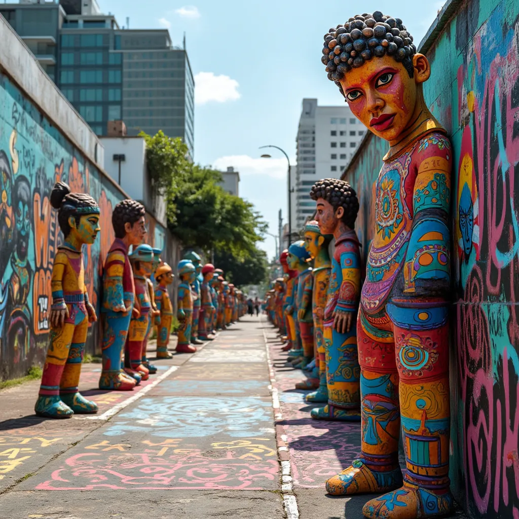 Instalação de arte urbana com influências brasileiras